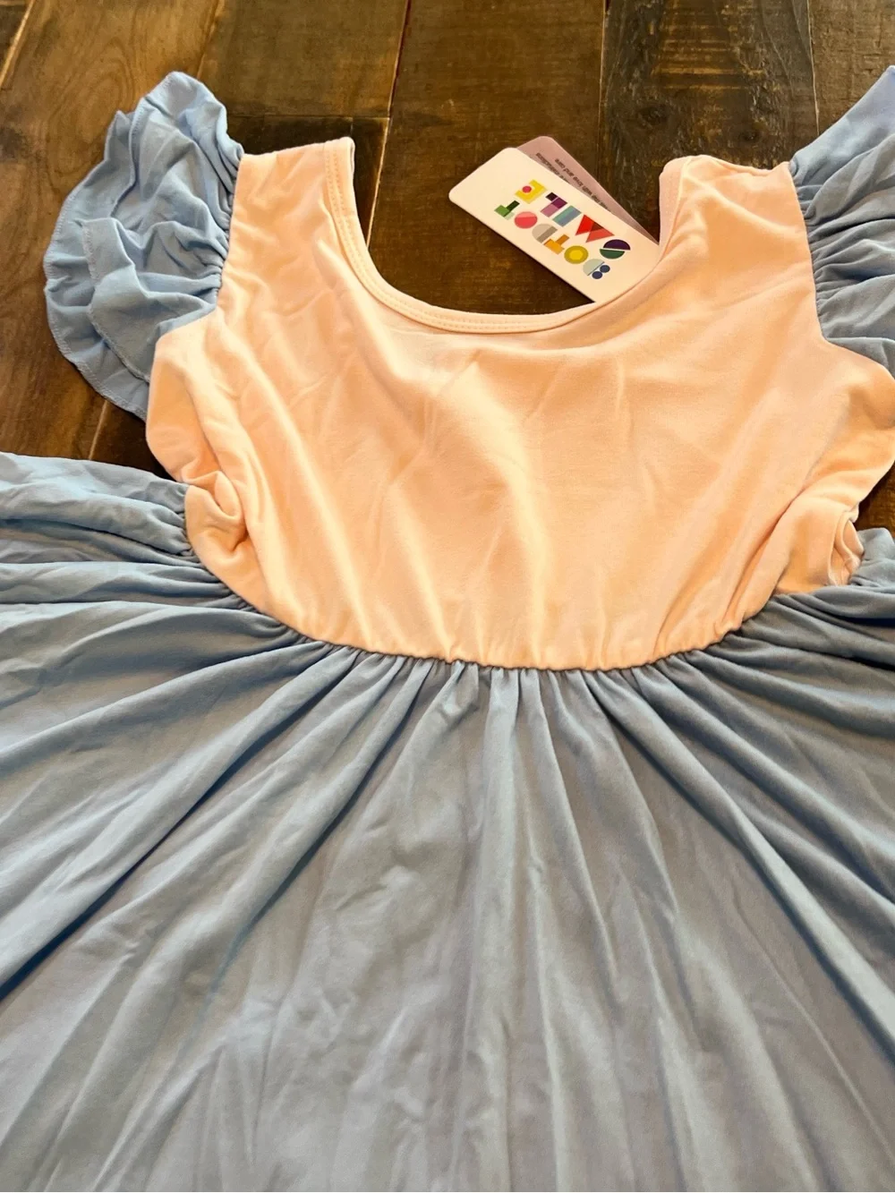 Dot Dot Smile size 7 girls color block Empire flutter sleeve twirl dress new